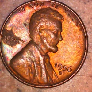 1956 D  Lincoln Wheat Penny No Mint Mark Coin Edge Errors "L" in Liberty "In God We Trust"