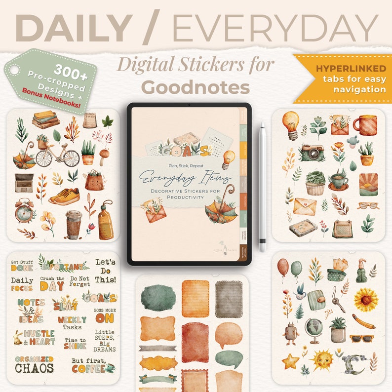 Everyday Digital Stickers for Goodnotes, Aesthetic Planner (digital ...