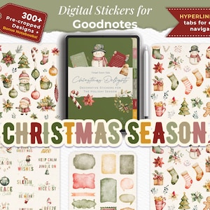 Kerstvakantie Esthetische digitale stickers voor Goodnotes, handgetekende iPad-stickers, decoratief en functioneel voor digitale planning