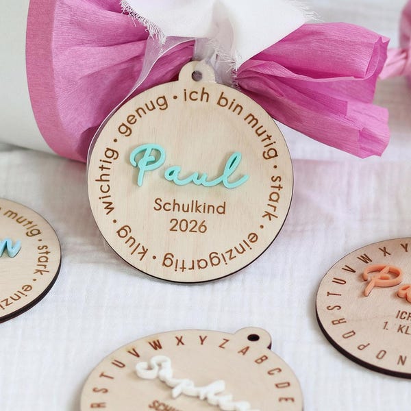 Anhänger Schultüte personalisiert, Schultütenanhänger Name, Einschulung 2026, Schultüte Mädchen Junge, Geschenk für Schulkind