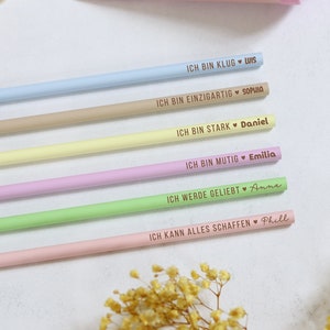 Bleistift personalisiert Affirmation, Mutmacher, Bleistift mit Name, Schultüte, Schulkind, Einschulung