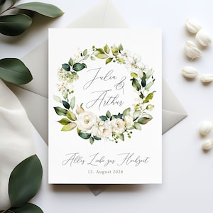 Glückwunschkarte Hochzeit personalisiert, Hochzeitswünsche Karte, Hochzeitskarte Glückwunsch, Klappkarte mit Umschlag