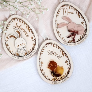 Mein erstes Ostern, Ostergeschenk Baby Junge Mädchen, Osteranhänger mit Namen, personalisiertes Osterei für Kinder