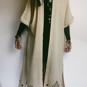 Kimono long 100 % coton brut, imprimé avec des gravures sur bois conçues sur mesure image 3