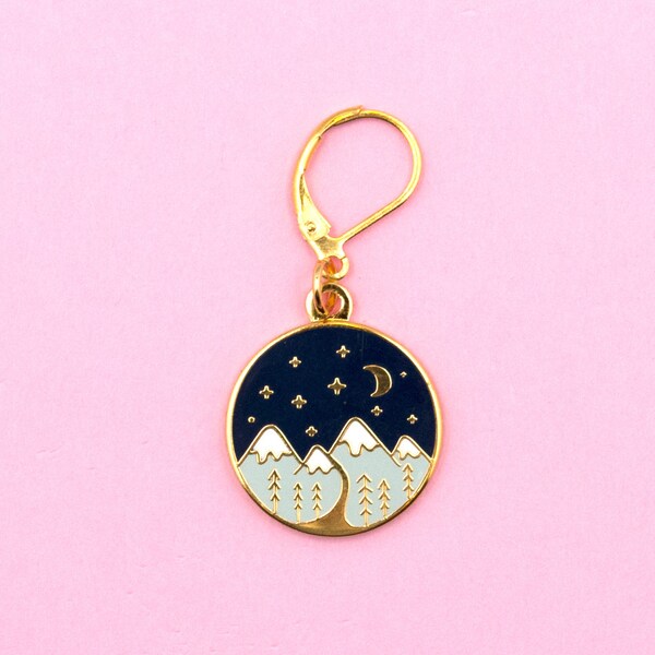 Mountain Progress Keeper | stitch marker, gold plated enamel