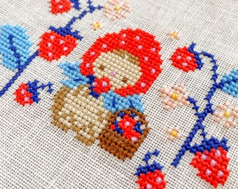 Hedgehog Cross Stitch Pattern: Berry Sweet Cottagecore Embroidery (PDF Pattern)