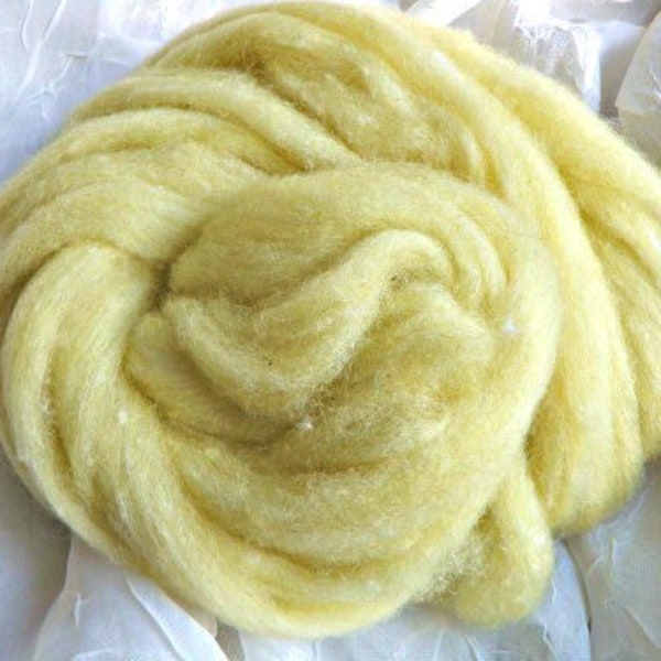 Daffodil, Cormo and silk noil pin-drafted roving