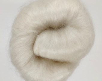Weiß Satin Wensleydale Wolle Kammzug - mit Mohair