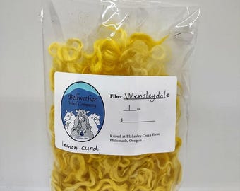 Wensleydale Wolle Locken - Gelb und Orange Farben - Handgefärbt