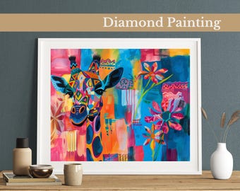 Colorful Giraffe Diamond Painting Kit: Whimsical DIY Gem Art
