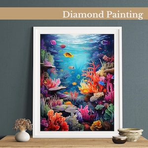 Beautiful Fish Diamond Painting Kit, Gem Art For Adults And Kids, Rhinestones Diamond Painting Art, Ocean Painting Download