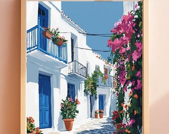 Santorini Diamond Painting Kit: Greek Island DIY Gem Art