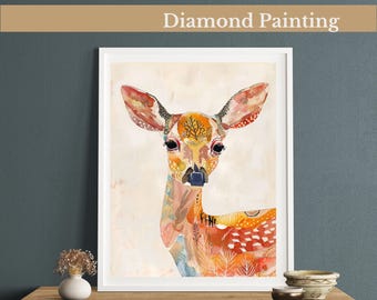 Bohemian Fawn Diamond Painting Kit,Gem Art Kits For Adults And Kids, Diy Rhinestones Art Diamond Painting Art, Home Wall Decor