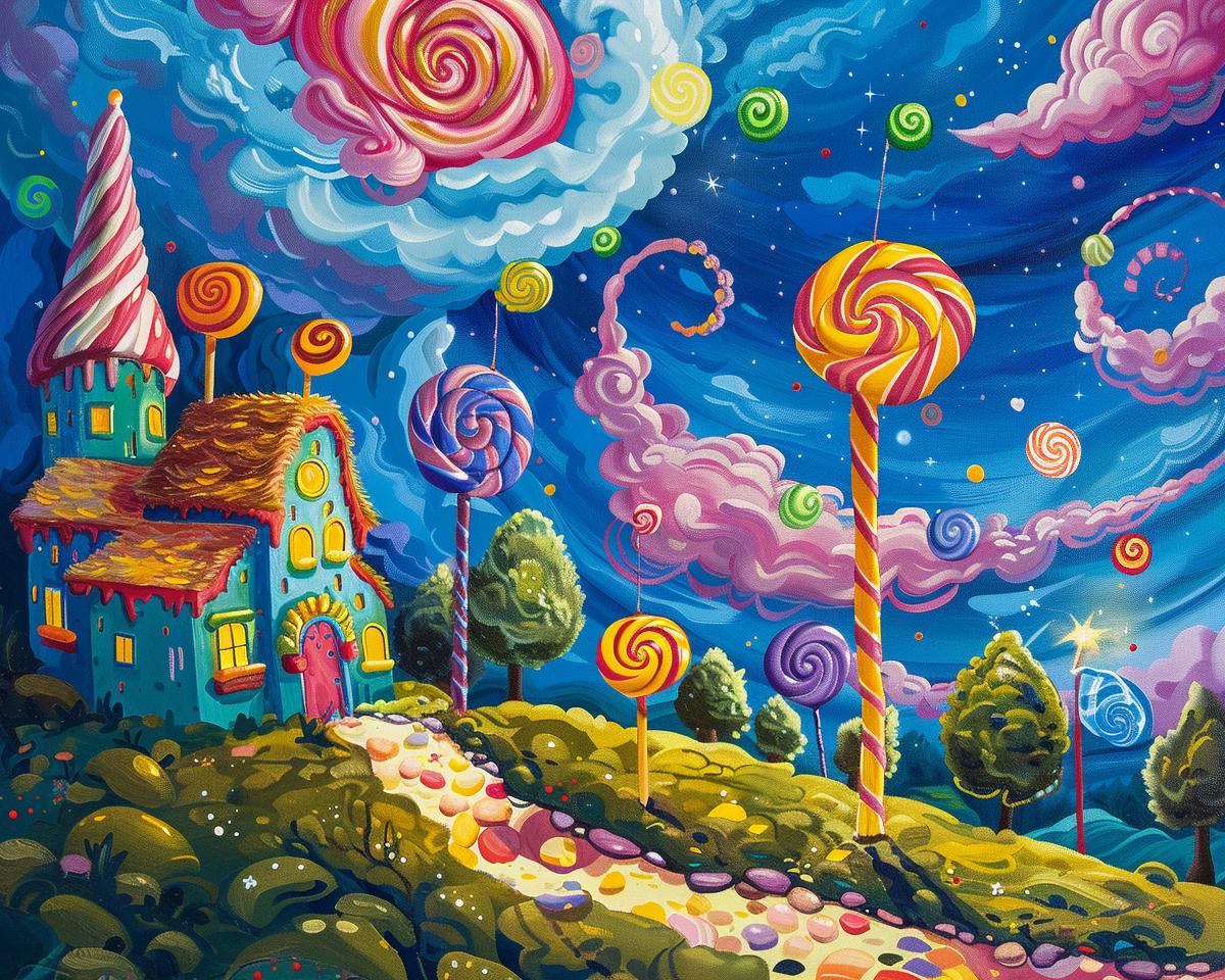 Candyland Diamond Painting Kit, Fantasy Candy Landscape With