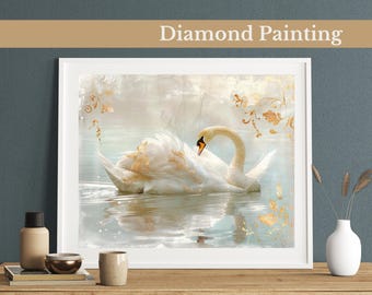 Swan Diamond Painting Kit, Elegant Home Wall Decor