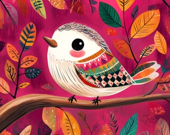 Whimsical Bird Diamond Painting Kit, Colorful Bird Diamond Art for Adults, Full Drill Nature Wall Decor, DIY Craft Gift