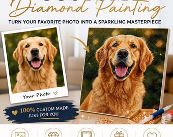 Pintura de diamantes personalizada a partir de una foto, kit de arte de diamantes 5D personalizado con taladro completo, convierte tu imagen en un lienzo DIY, regalo para mascotas, familia o pareja