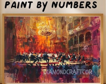 Orchestra Paint by Numbers Kit, Symphony Hall Scene, Classical