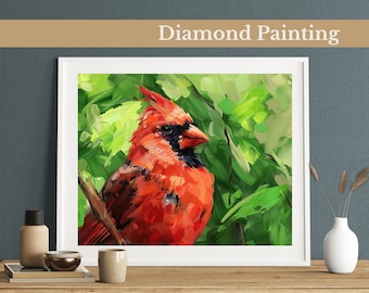 Vibrant Cardinal Diamond Painting Kit,Gem Art Kits For Adults And Kids, Diy Rhinestones Art Diamond Painting Art, Home Wall Decor