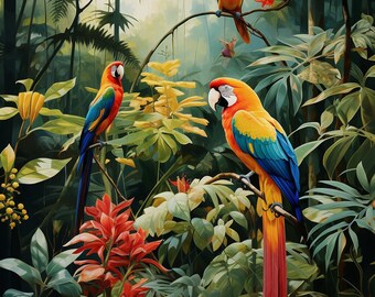 Cute Parrots Diamond Painting Kit, Gem Art Kits For Adults And Kids, Diy Rhinestones Paint By Number Art, Home Wall Decor Download