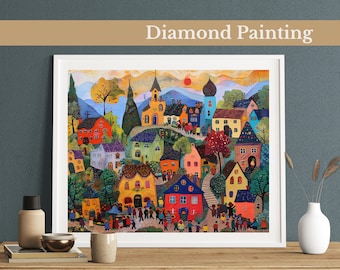 Village Celebration Diamond Painting Kit: DIY Rhinestone Art