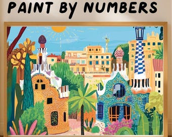 Paint by Numbers Kit, Barcelona Park Architecture, Wall Decor