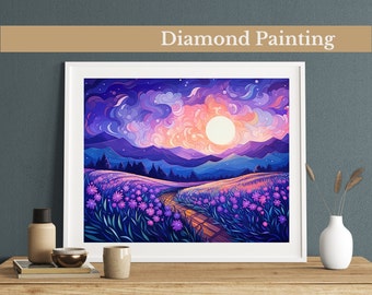 Twilight Dreamscape Diamond Painting Kit, Starry Night, DIY Gem Art
