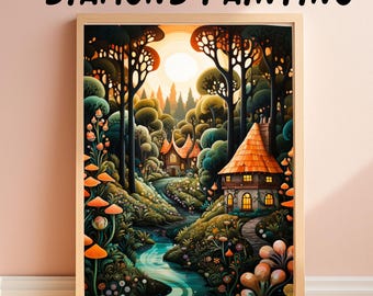 Enchanted Forest Diamond Painting Kit, Frida Kahlo-Inspired, DIY Rhinestone Art for Home Decor, Gem Art For Adults & Kids, Folk Art