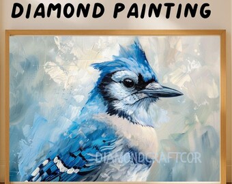 Zestaw do malowania diamentowego Blue Jay: akwarelowe obrazy dzikiej przyrody DIY