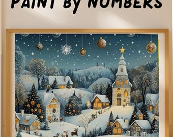 Paint by Numbers Kit for Adults, Magical Christmas Village, Winter Wonderland Acrylic Art Kit, Handmade Wall Art Decor, Christmas Gift