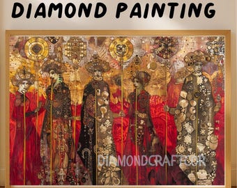 Diamant Malerei Set Abstrakte Königliche Figuren 2er Set, Diamant Malerei Bild, Mosaik Kunst, Diamant Stickerei Diamant Stickerei für Hauswanddekoration