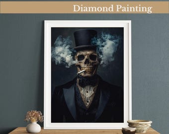 Zestaw do malowania diamentami Dapper Skeleton, sztuka klejnotów dla dorosłych i dzieci, pomysły na prezenty, ręcznie robione dekoracje ścienne do domu, zestaw do malowania diamentami