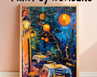 Bistro Scene Paint by Numbers Kit: Romantic Evening Patio Decor