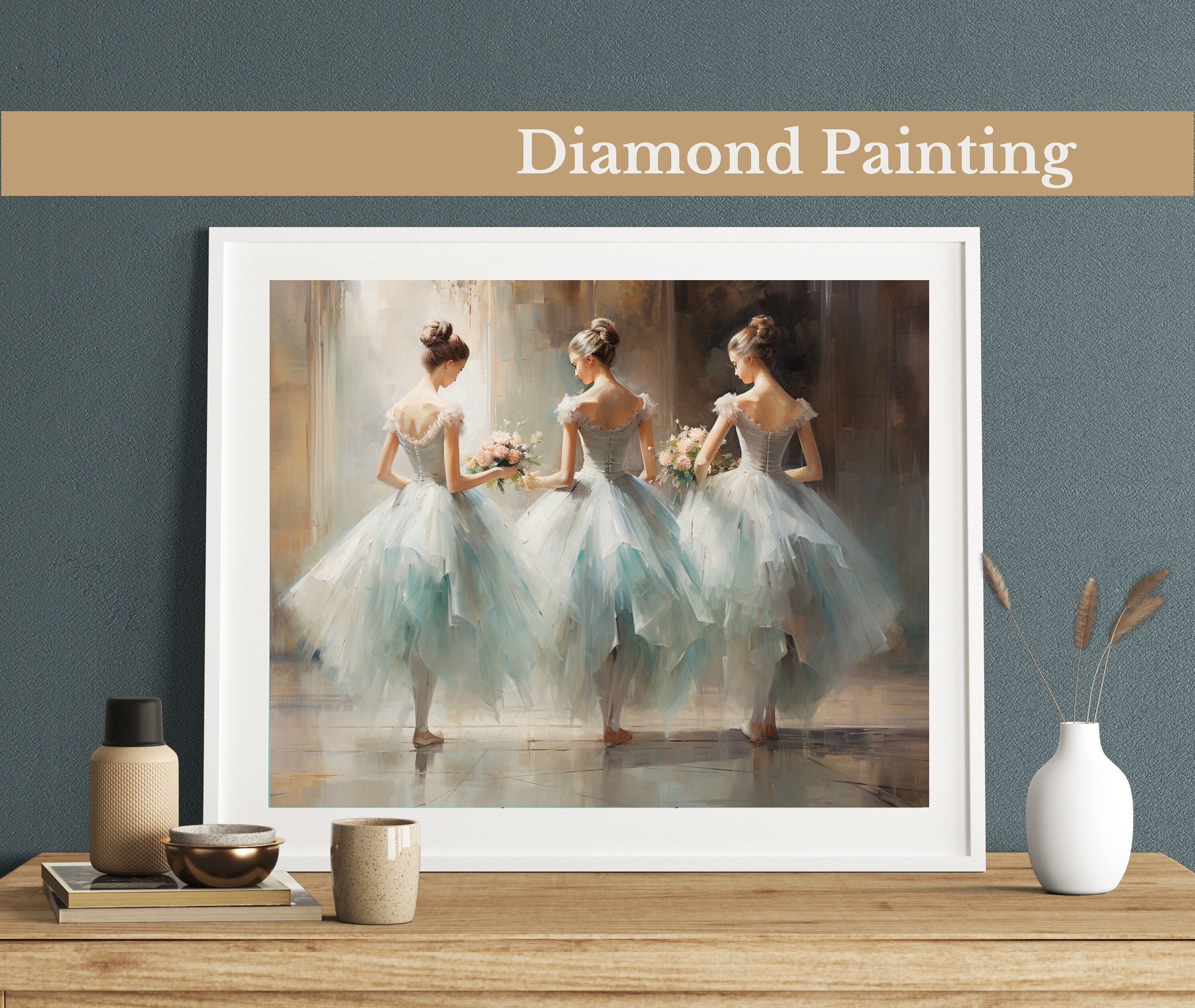 Ballerinas Practicing in an Old Opera House Diamond Painting Kit, Monet Style, DIY Art for Festive Home Decor, Gem Art For Adults & Kids