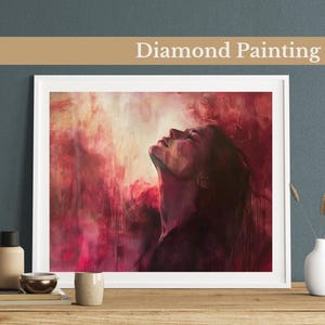 Kit de pintura diamante Spirit of Serenity: Mulher espiritual, tons de vermelho e rosa