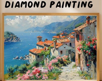 Italian Village Diamond Painting Kit, Mediterranean Summer Street