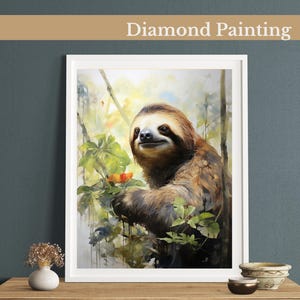 Serene Sloth Haven  Diamond Painting Kit, Gem Art Kits For Adults And Kids, Diy Rhinestones Art Diamond Painting Art, Home Wall Decor