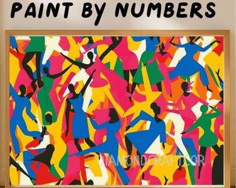 Modern Dancers Paint By Number Kit Abstract Colorful Dance Figures Acrylic DIY Paint by Numbers for Adults, Vibrant Motion Art Kit