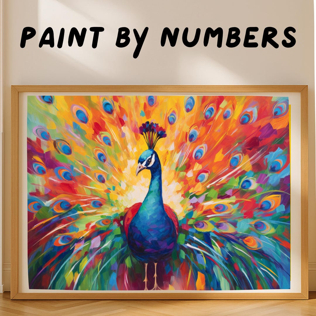 Colorful Peacock Paint by Numbers Kit Vibrant Animal Art Acrylic DIY ...