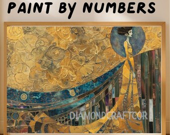 Klimt Inspired Golden Lady Paint by Numbers Kit, DIY Acrylic Painting