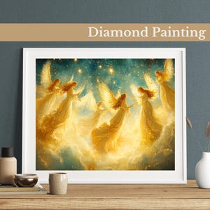 Kit de pintura de diamante Celestial Angels, strass faça você mesmo, decoração de casa faça você mesmo de Natal. Arte com pedras preciosas para adultos e crianças, presente de Natal