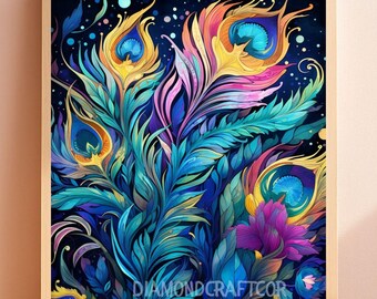 Paint by Numbers Kit for Adults, Celestial Peacock Feathers Paint by Numbers Kit, Acrylic Art Kit, DIY Painting, Home Wall Decor, Gift Ideas