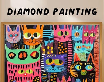EPTIC Peinture Diamant 5D DIY Chat Maine Coon 40x40 Cm – Broderie Diamant Complet – Décoration Murale