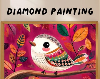 Whimsical Bird Diamond Painting Kit: Colorful DIY Gem Art