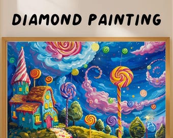 Candyland Fantasy Diamond Painting Kit, Gem Art For Adults & Kids, DIY Rhinestone Art, Handmade Home Wall Art Décor, Unique Gift Ideas