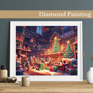 Kit de pintura de diamante para celebração da oficina do Papai Noel, strass faça você mesmo, decoração de casa faça você mesmo para o Natal. Arte com pedras preciosas para adultos e crianças, presente de Natal