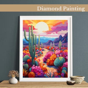 Cactus Diamond Painting Kit, Gem Art Kits For Adults And Kids, Diy Rhinestones Diamond Painting Art, Home Wall Decor