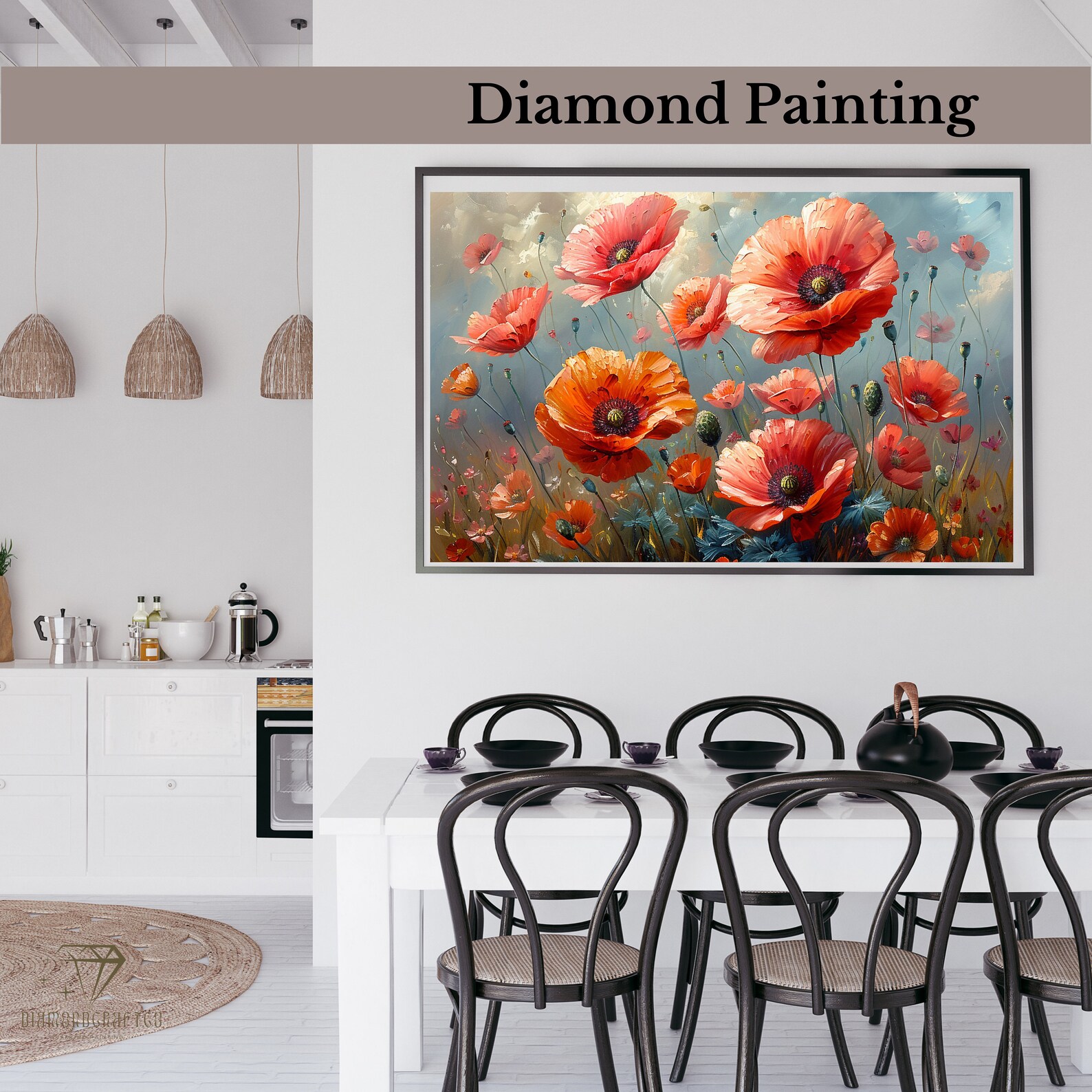 Field of Dreams Poppy Diamond Painting Kit, Impressionist Style, DIY ...