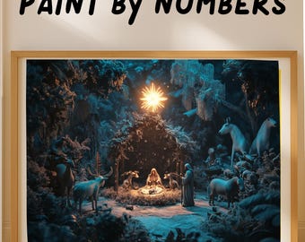 Nativity Paint by Numbers Kit DIY Christmas Scene Holy Family Star of Bethlehem Religious Canvas Wall Art Beginner Holiday Decor