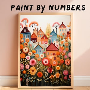 Colorful Cottage Paint by Numbers Kit: Spring Village DIY Art